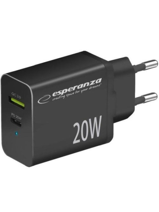 ΓΡΗΓΟΡΟΣ ΦΟΡΤΙΣΤΗΣ 20W USB-C PD 20W / USB-A QC 3.0 18W BLACK EZC105K