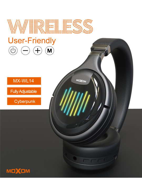 Ασύρματα Ακουστικά Headset Bluetooth Moxom Neon Beat MX-WL14 μαύρα