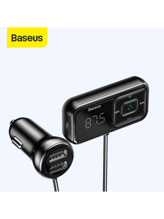 Baseus S-16 FM Transmitter (CCTM-E01) Car Charger 2x USB 3.1A Φορτιστής Αυτοκινήτου μαύρο