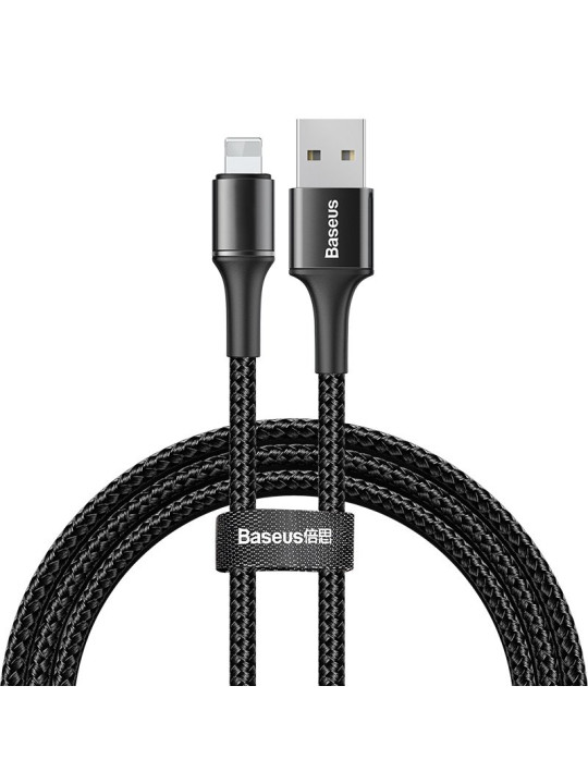 Baseus Halo Braided / LED USB to Lightning Cable Μαύρο 1m (CALGH-B01)