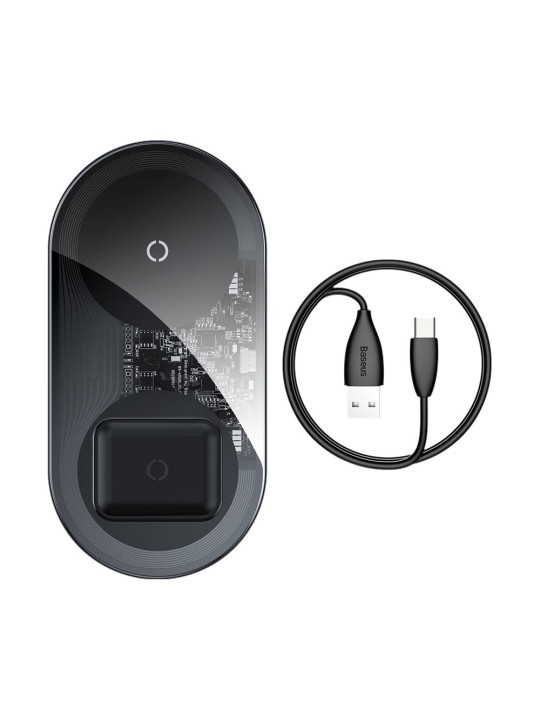 Baseus 2in1 Wireless Charger for phone + airpods (WXJK-A01) Transparent