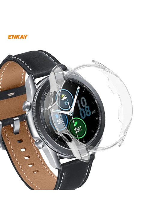 For Samsung Galaxy Watch 3 45mm ENKAY Hat-Prince ENK-AC8207 2 in 1 Protective Matte PC Case + 0.2mm 9H 2.15D Curved Edge Tempered Glass