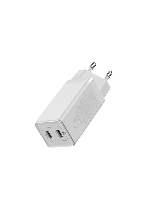 Baseus USB-C to USB-C Cable & 2x USB-C Wall Adapter Λευκό (CCGAN-M02)