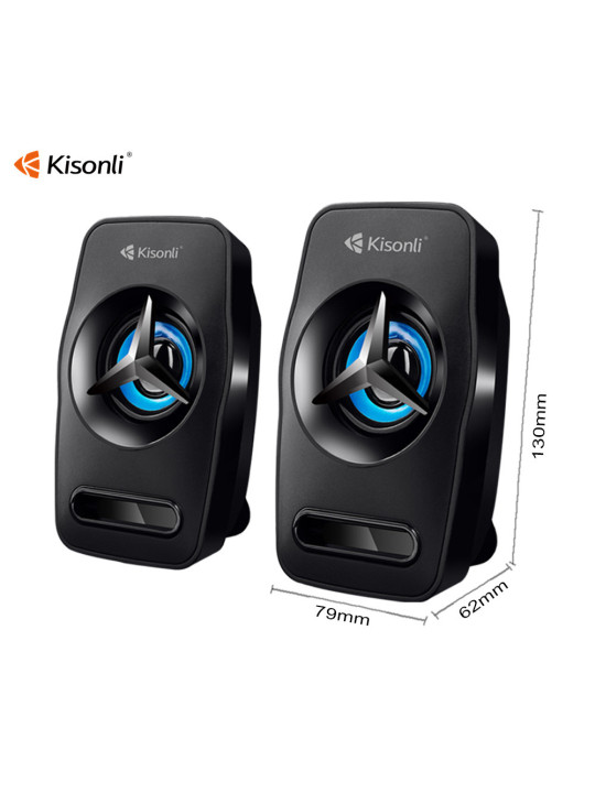  Kisonli L-3030 Ηχεία Υπολογιστή 2.0 με Ισχύ 6W σε Μαύρο Χρώμα