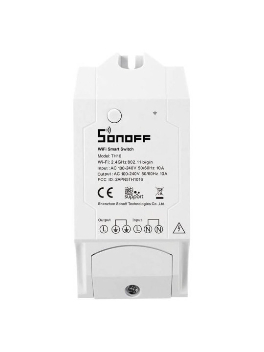 Sonoff TH10 Smart Ενδιάμεσος Διακόπτης Wi-Fi σε Λευκό Χρώμα